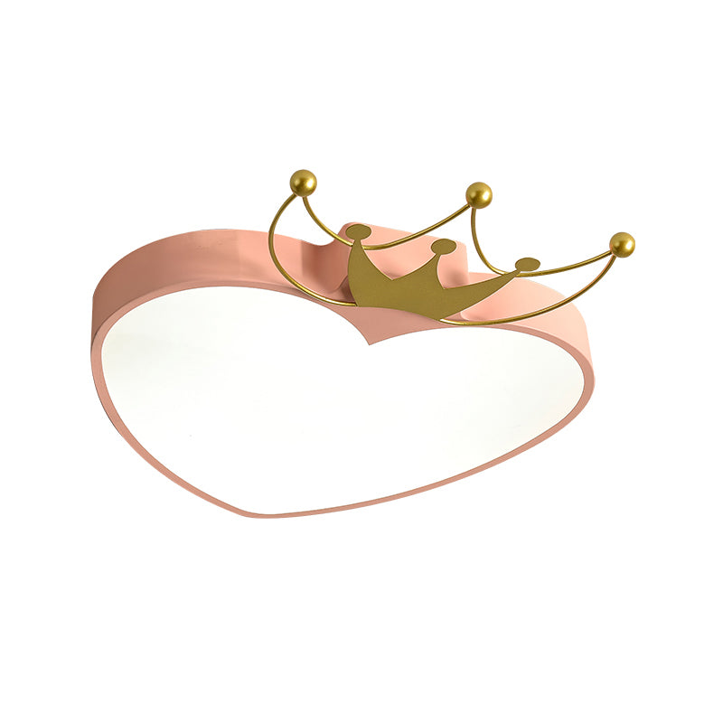 Lámpara de techo de manzana rosa / blanca lámpara de techo de acrílico LED para niños, con decoración de corona