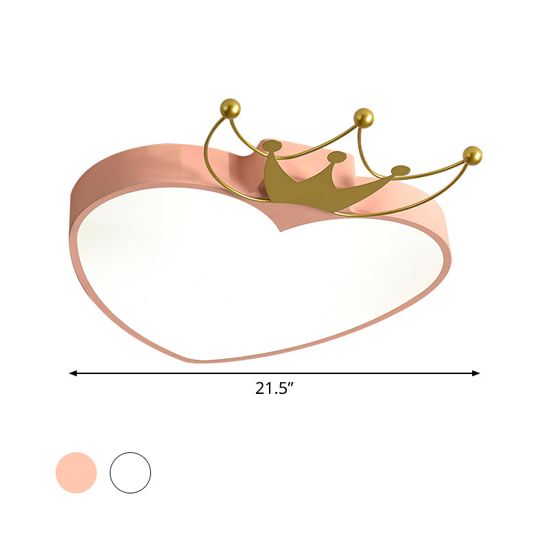 Plafonnier LED en forme de pomme rose/blanc pour enfants, luminaire encastré en acrylique avec ornement de couronne