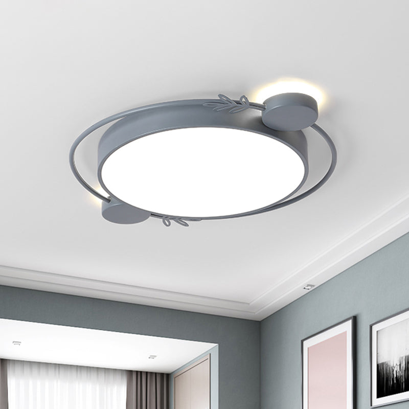 Twig Detailing Round Iron Flush Mount Nordic Black/Grey/White LED Flush Mounted Ceiling Light Fixture