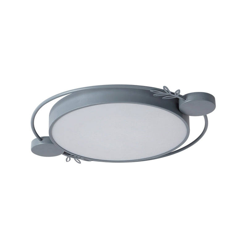 Twig Detailing Round Iron Flush Mount Nordic Black/Grey/White LED Flush Mounted Ceiling Light Fixture