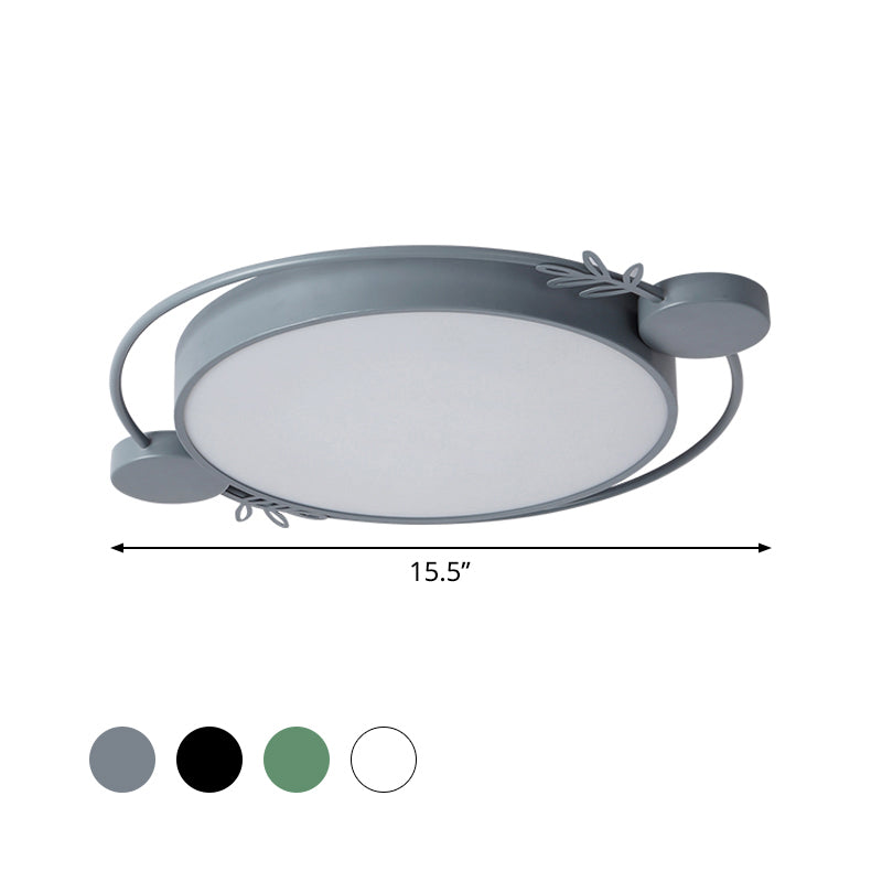 Twig Detailing Round Iron Flush Mount Nordic Black/Grey/White LED Flush Mounted Ceiling Light Fixture