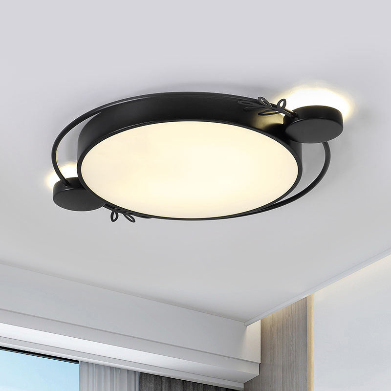 Twig Detailing Round Iron Flush Mount Nordic Black/Grey/White LED Flush Mounted Ceiling Light Fixture