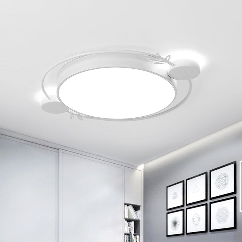 Twig Detailing Round Iron Flush Mount Nordic Black/Grey/White LED Flush Mounted Ceiling Light Fixture