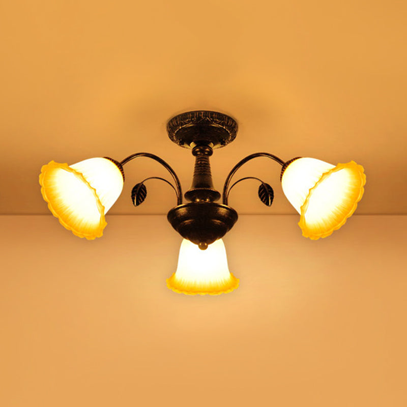Bronzo 3/5 Luci semifulò campagna in vetro glassato Blossom Affronta del soffitto per camera da letto