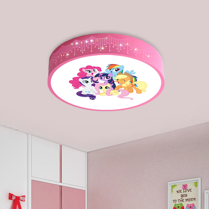 Lámparas LED incrustadas de dibujos animados, lámpara de techo con patrón de Unicornio rosa / azul, con pantalla de acrílico