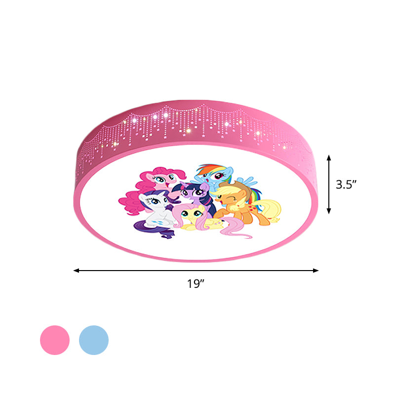 Lámparas LED incrustadas de dibujos animados, lámpara de techo con patrón de Unicornio rosa / azul, con pantalla de acrílico