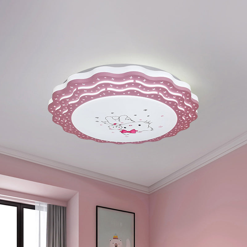 Tiered Ripple Flush Deckenleuchte, Cartoon-Acryl-Schlafzimmer-LED-Unterputzlampe in Rosa/Blau/Grau-Gelb