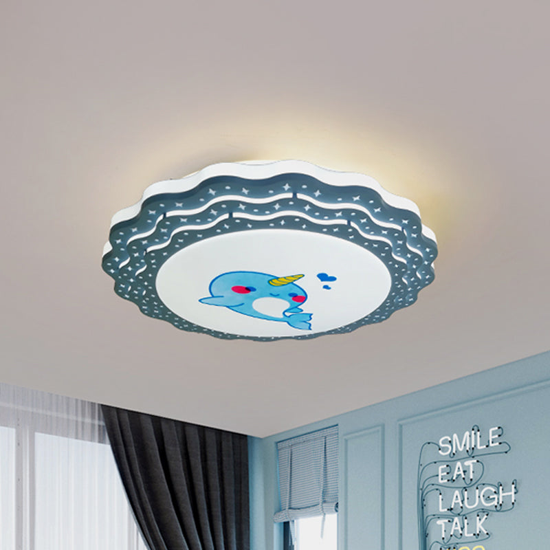 Tiered Ripple Flush Deckenleuchte, Cartoon-Acryl-Schlafzimmer-LED-Unterputzlampe in Rosa/Blau/Grau-Gelb