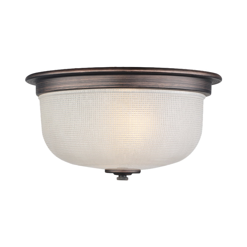 Dome White Glass Flush Mount Countryside 3 Heads Bedroom Flush Ceiling Light Fixture