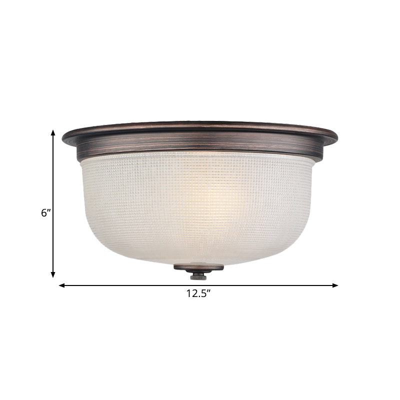 Dome White Glass Flush Mount Countryside 3 Heads Bedroom Flush Ceiling Light Fixture