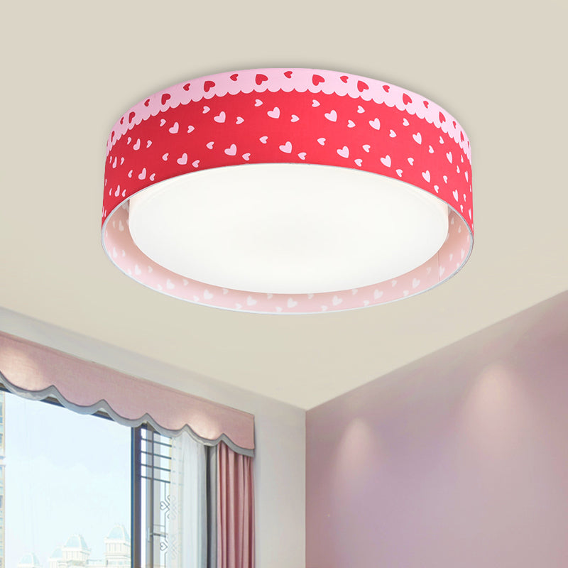 Kinder lieben Herz Muster Trommel Flushmount Acryl Kinder Schlafzimmer LED Deckenleuchte in Rot