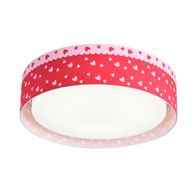 Kinder lieben Herz Muster Trommel Flushmount Acryl Kinder Schlafzimmer LED Deckenleuchte in Rot