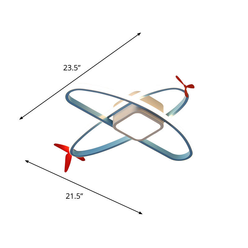 Acrylic Airplane Flush Light Fixture Cartoon Blue Integrated LED Ceiling Mount Lamp in Warm/White Light