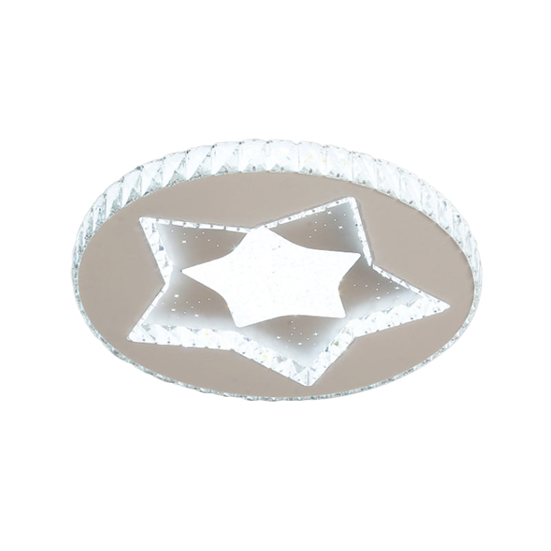 Cut Crystal Nickel Flush Light Fixture Moon/Star LED Contemporary Ceiling Mount for Bedroom