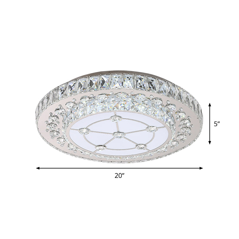 2-Tier Round Crystal Block Flush Mount Light Simple Style LED Bedroom Ceiling Flush in Nickel