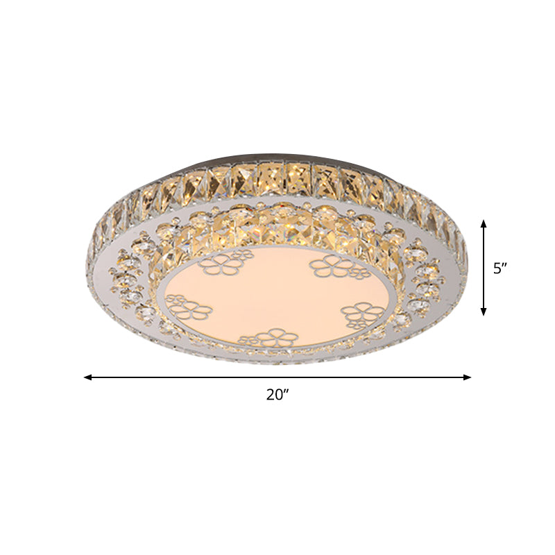 Kristall Runde Flush Lampe Moderne Schlafzimmer Petal Muster LED Unterputz Deckenleuchte Licht in Nickel