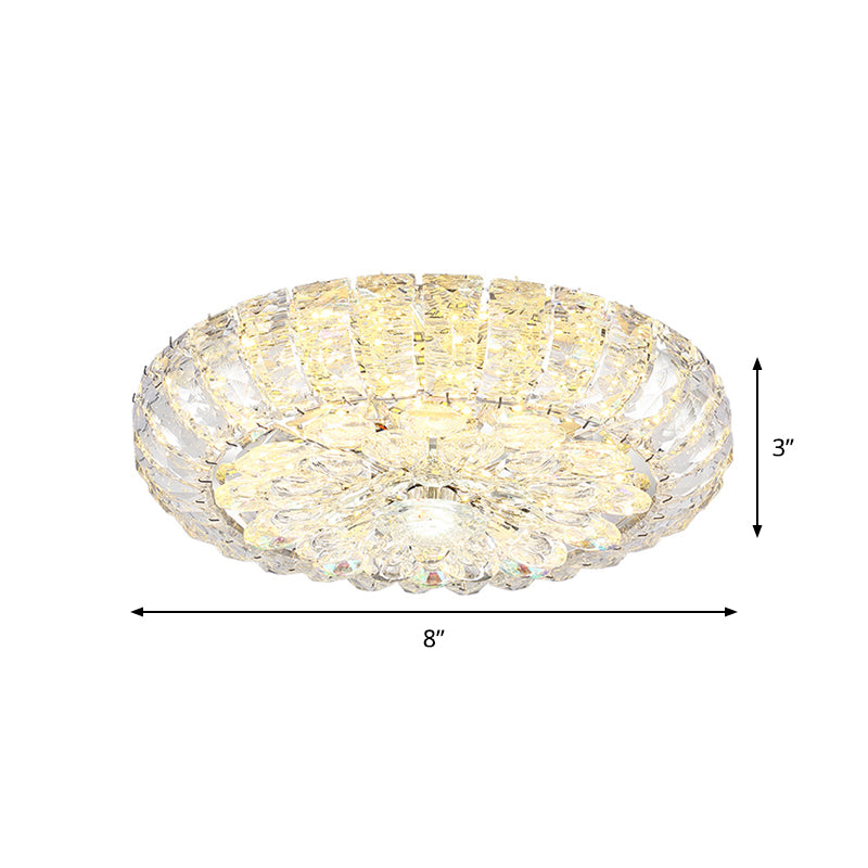 8"/12" W LED Flushmount Light Simplicity Corridor Ceiling Flush Mount with Round Clear Crystal Block Shade