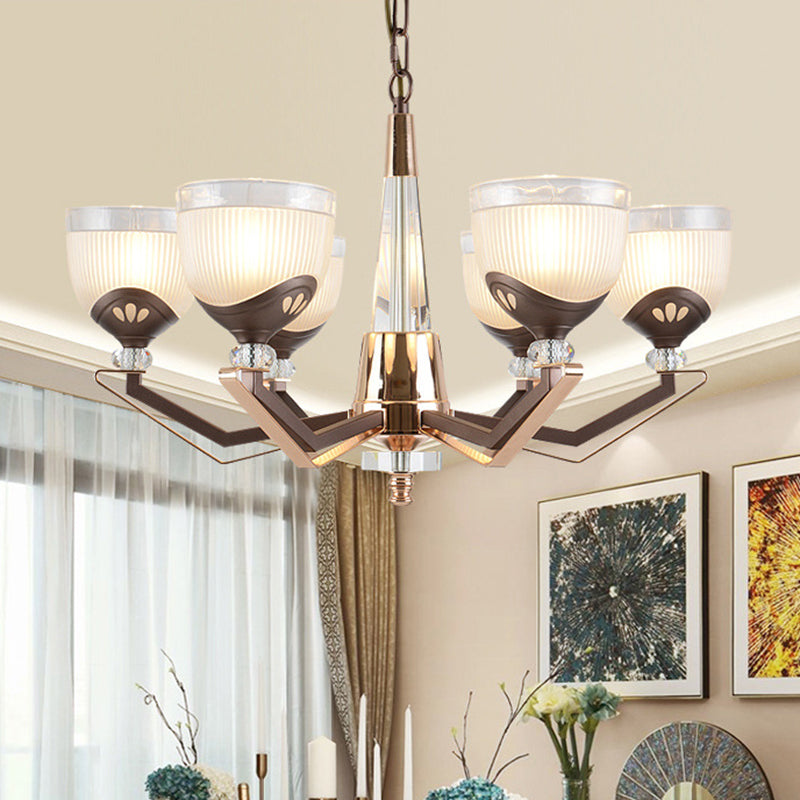 3/6 LUMILES BOLL PROSIBLE CHANDELIER VINTAGE FINE FINIPE BLANC RIBBED PENDANT PRENDANT LAMPE