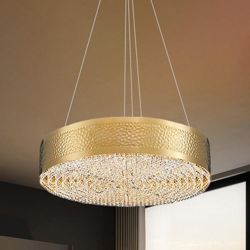 6-Bulb-Drum Kronleuchter licht postmodernes Gold Clear K9 Kristallpendelleuchtung für Schlafzimmer