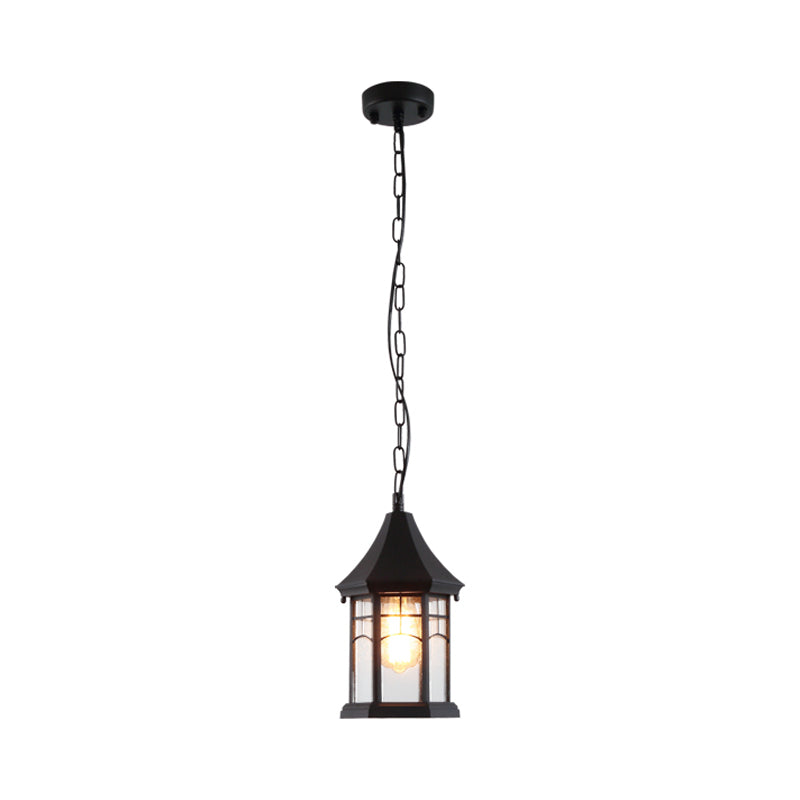 Pavillon Clear Bubble Glass Pendants Farmhouse 1-Light Balcony Suspension Lampe en noir