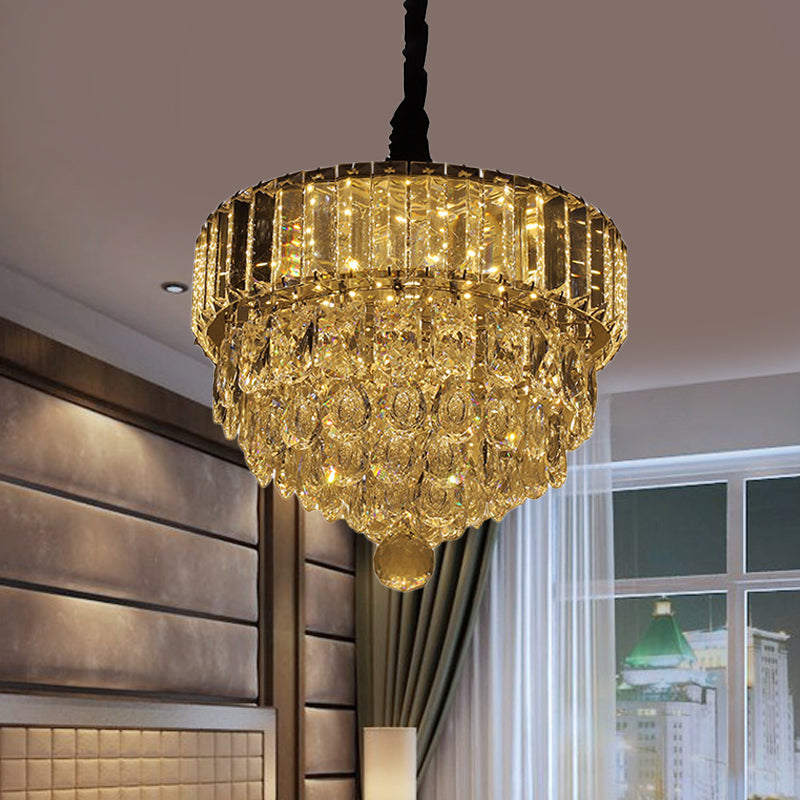 Black LED Drop Pendant Contemporary Clear Faceted Crystal Teardrop Hanging Light Fixture for Dining Room