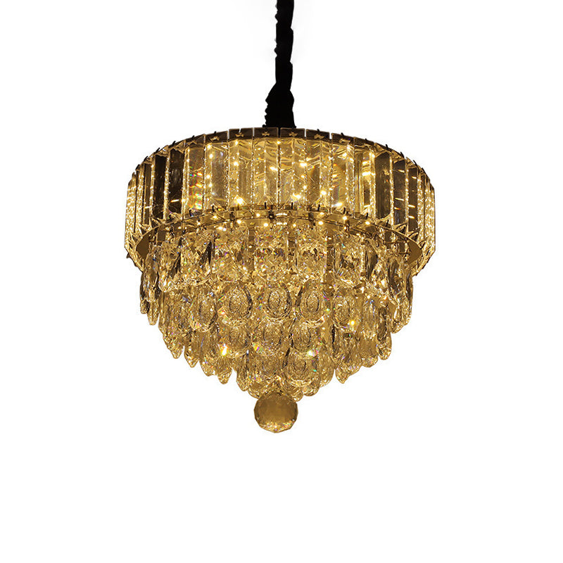 Black LED Drop Pendant Contemporary Clear Faceted Crystal Teardrop Hanging Light Fixture for Dining Room