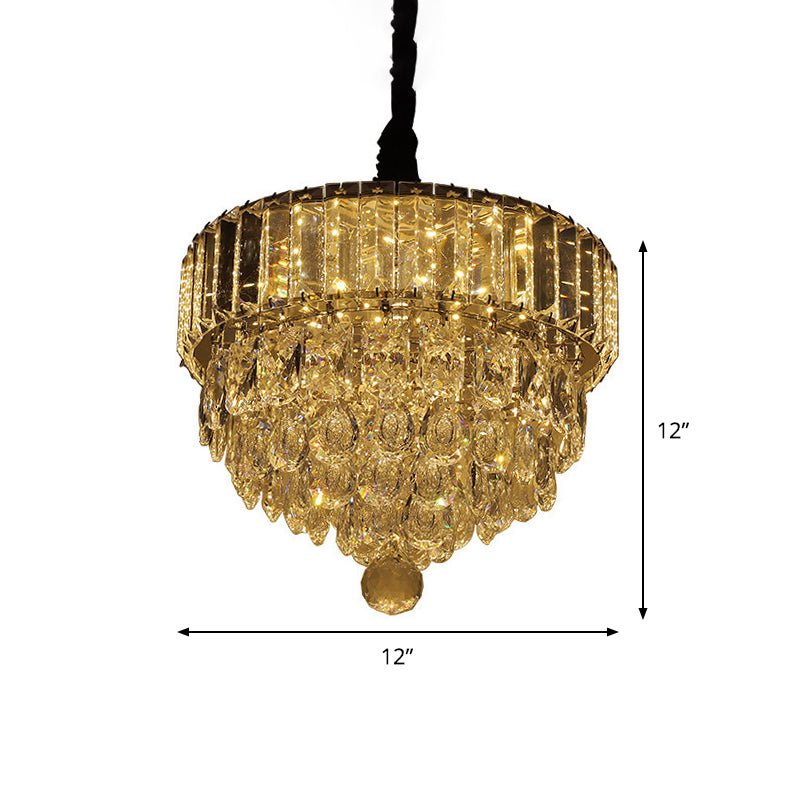 Black LED Drop Pendant Contemporary Clear Faceted Crystal Teardrop Hanging Light Fixture for Dining Room