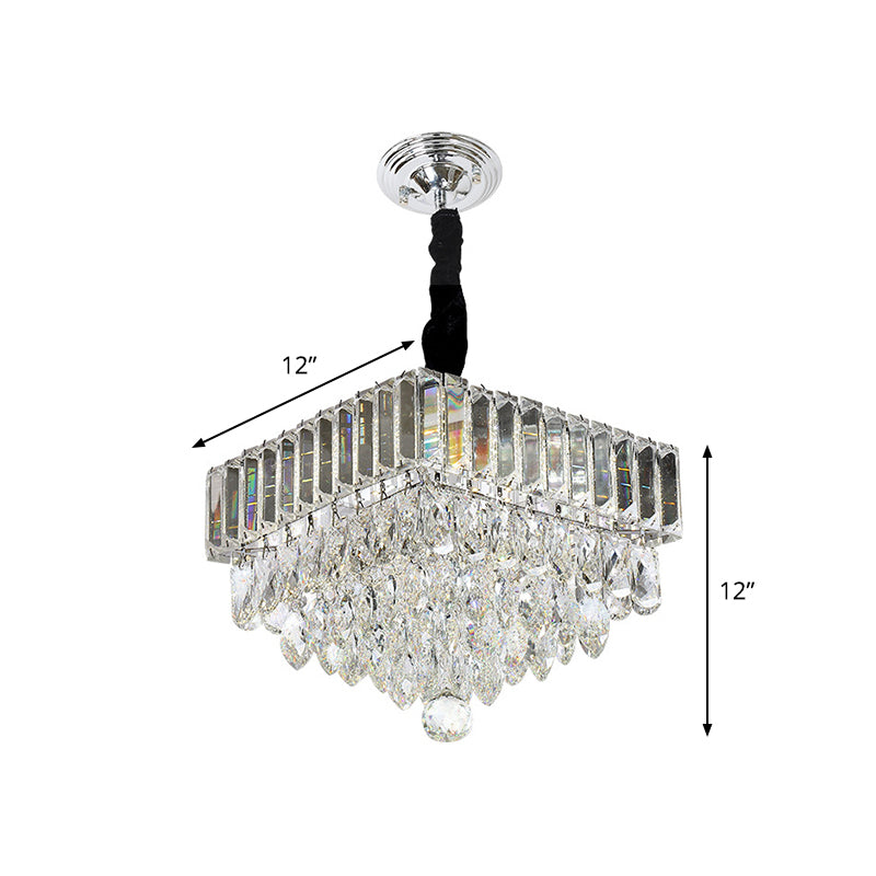 LED Clear Crystal Block Suspension Pendell
