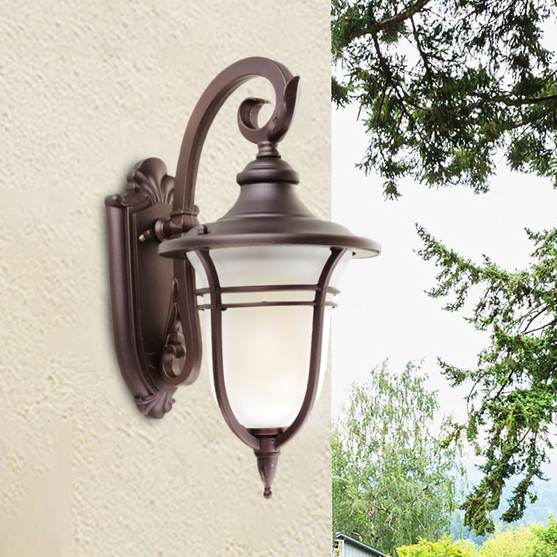 Milk Glass Coffee Sconce Lamp Urn 1 Light Countryside Wall Mounted Light Fixture for Courtyard