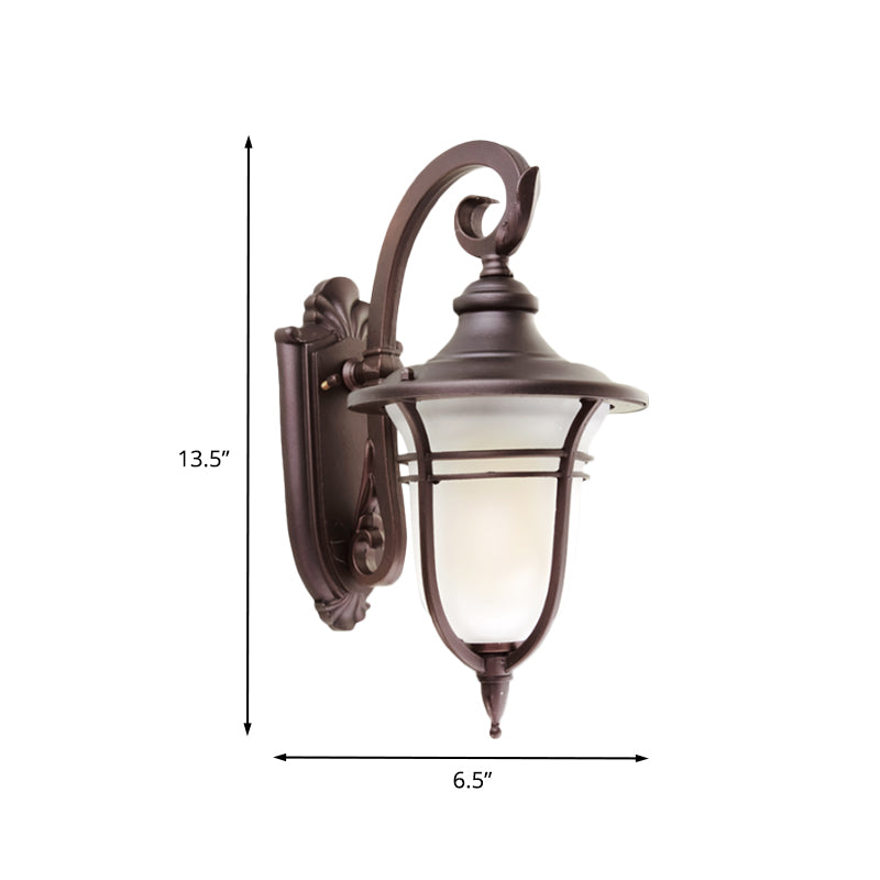 Milk Glass Coffee Sconce Lamp Urn 1 Light Countryside Wall Mounted Light Fixture for Courtyard