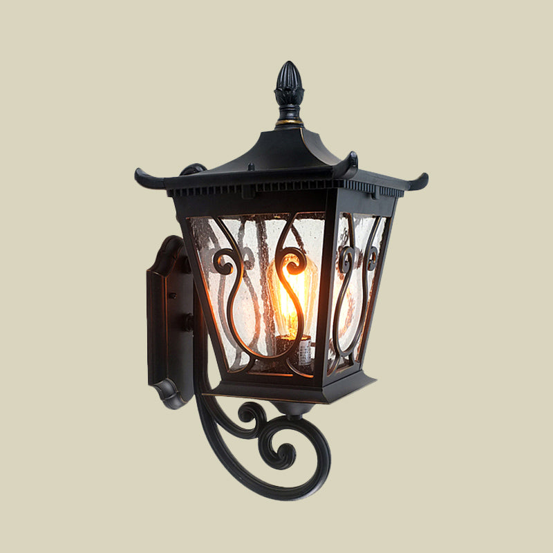 Birdcage Outdoor Wandlampe Lodge Klares Wasserglas einzelne helle schwarze Wandbeleuchtung nach oben/unten