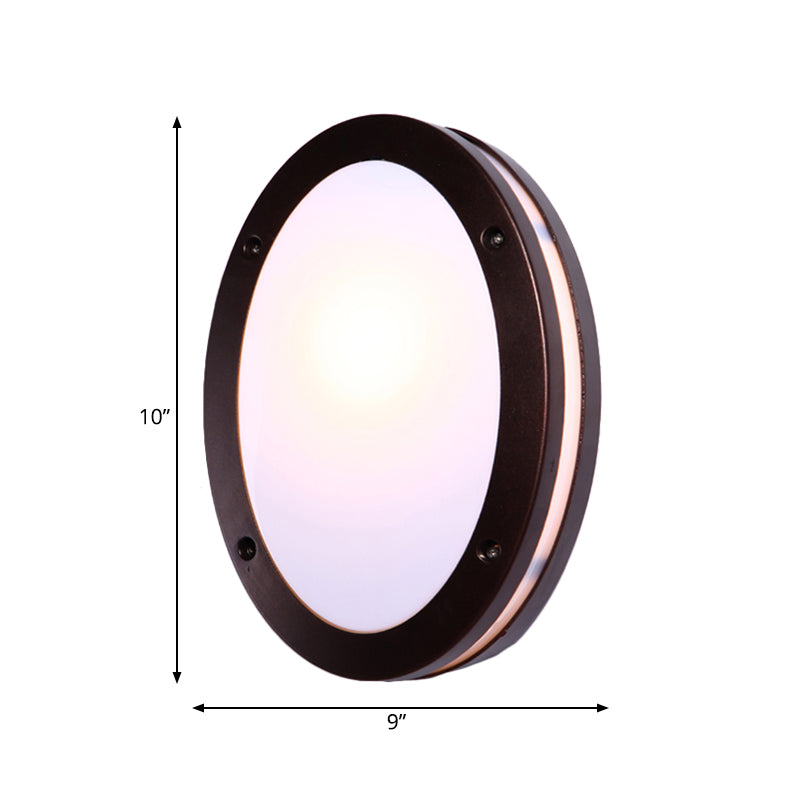 Donkere koffie Diamant/elliptische muur SCONCE Rustiek opaalglas 1 Licht balkon Wandverlichting