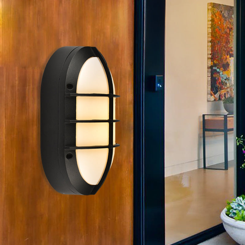 1 Light Wall Lamp Classic Style Elliptical Opal Glass Wall Mount Lighting in Black with/without Frame