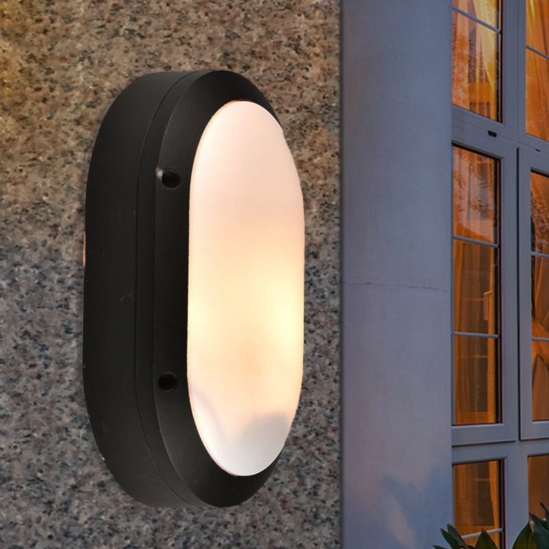 1 Light Wall Lamp Classic Style Elliptical Opal Glass Wall Mount Lighting in Black with/without Frame