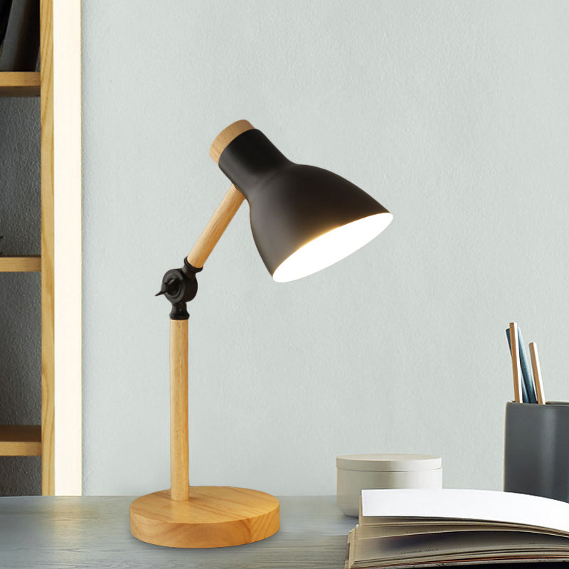 Métal de bureau en métal en forme de métal moderniste 1 tête blanc / rose / jaune et lampe de lecture en bois pour salle d'étude