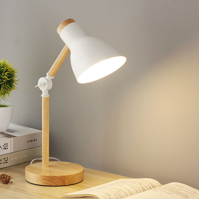Métal de bureau en métal en forme de métal moderniste 1 tête blanc / rose / jaune et lampe de lecture en bois pour salle d'étude