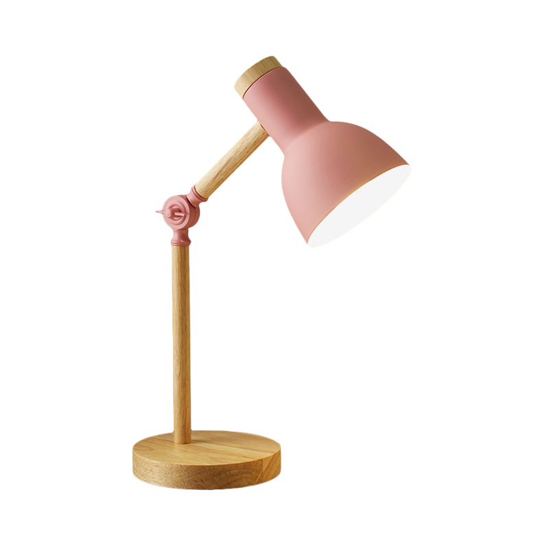 Macaron Dome Lettura Libro Light Metal 1 Light Study Room Lampada in bianco/nero/rosa con braccio in legno rotabile