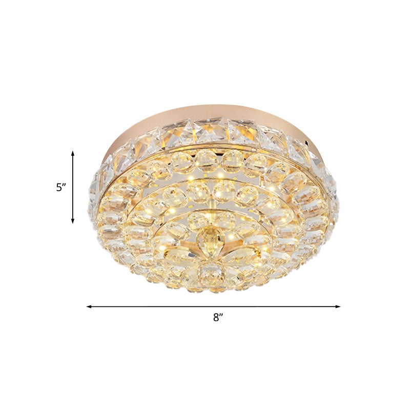 Modern Stylish Blossom Mini Flush Mount Crystal Integrated LED Ceiling Lighting in Gold, Warm/White Light