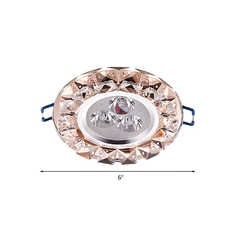 Beveled Crystal Rose Gold Ceiling Lamp Circular Thin Modernist LED Flush Mount Fixture
