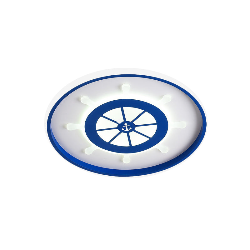 Rudder Ultradunne Kid Room LED Flush Light Aluminium Mediterrane Plafond Mount Lamp in Blauw, Warm/Wit Licht