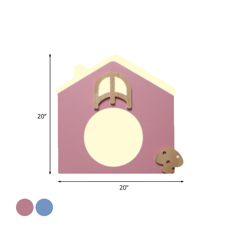 Acrylic House Thin Flush Mounted Light Cartoon Pink/Blue LED Ceiling Flushmount Lamp for Kids Room