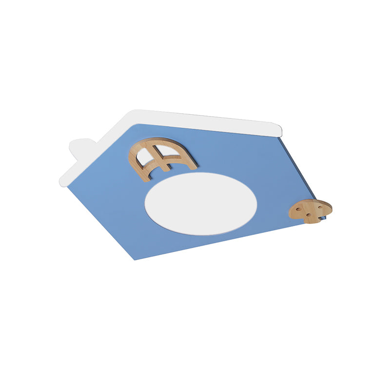 Acrylic House Thin Flush Mounted Light Cartoon Pink/Blue LED Ceiling Flushmount Lamp for Kids Room