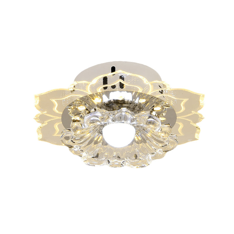 Clear Round/Flower Ceiling Flush Light Modernist Crystal Living Room LED Flush Mount Lighting Fixture