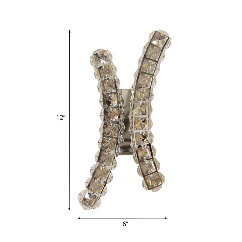 Chrome Curvy Wall Sconce Light Simple Beved Crystal Prism Salon LED Mur Murd Murd