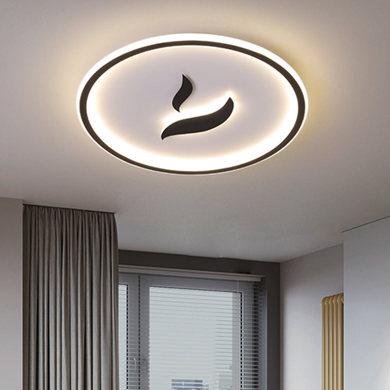 LED Bedroom Flush Lamp Minimalist Black/Gold Finish Flush Mount with Circular Acrylic Shade in White/Warm Light