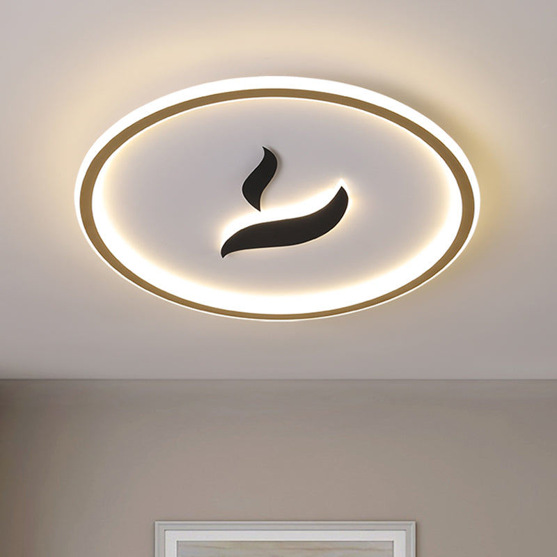 LED Bedroom Flush Lamp Minimalist Black/Gold Finish Flush Mount with Circular Acrylic Shade in White/Warm Light