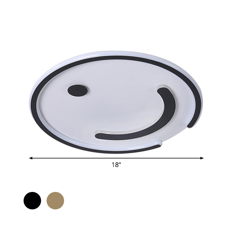 Round Flushmount Lamp Simple Acrylic LED Bedroom Flush Mount Ceiling Light in Black/Gold, White/Warm Light