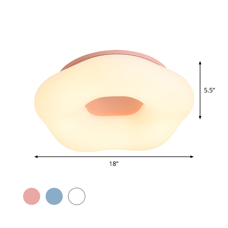 Doughnut Flushmount Light Nordic Acryl LED Kid-Schlafzimmer Flush Halterung in Weiß/Blau/Rosa