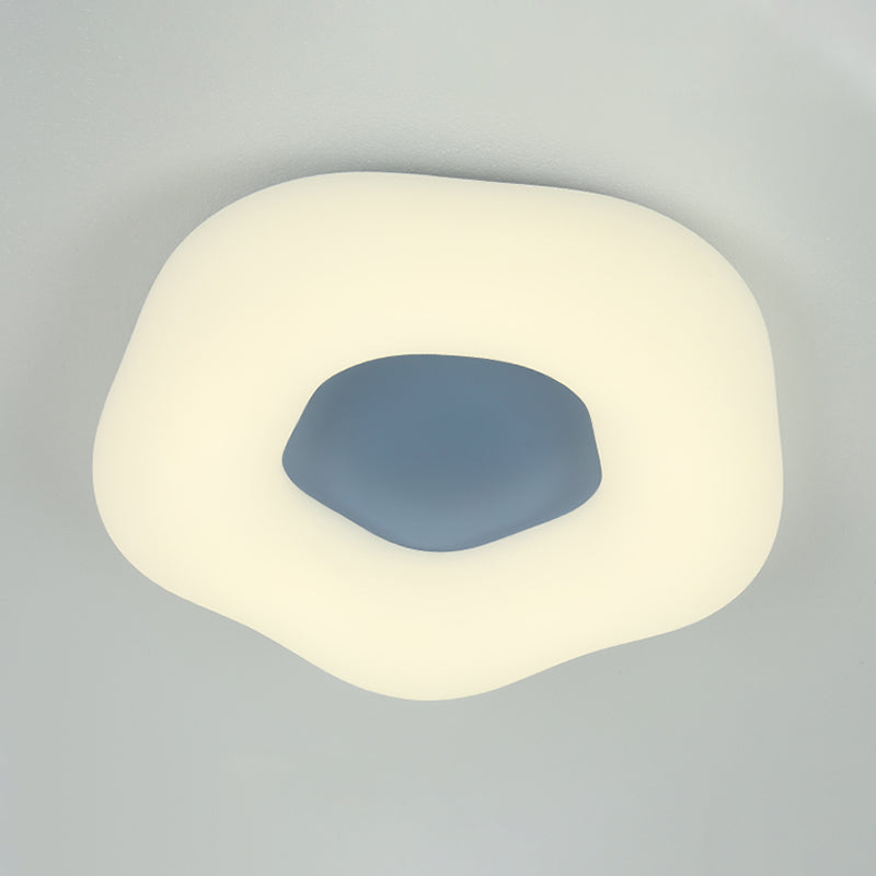 Doughnut Flushmount Light Nordic Acryl LED Kid-Schlafzimmer Flush Halterung in Weiß/Blau/Rosa