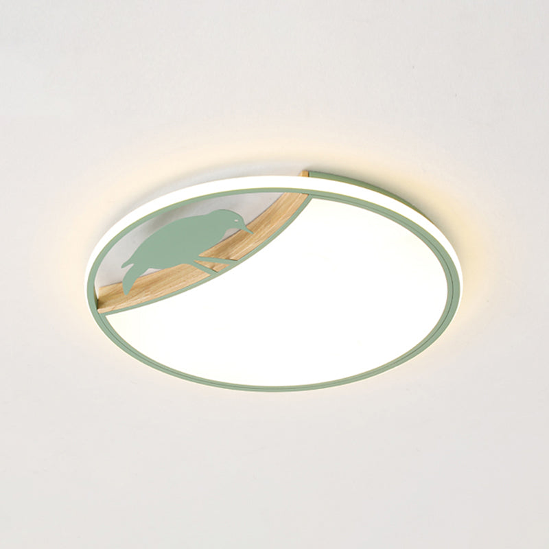 Wit/grijs/groene ronde spoeling licht armatuur Noordse LED Acryl -spoeling gemonteerde lamp met vogel deco